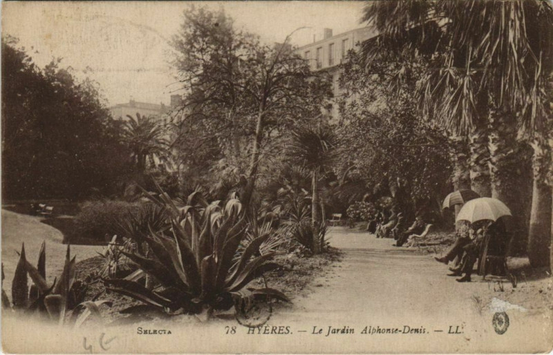 Carte postale ancienne Hyeres Le jardin Alphonse-Denis France à Hyères