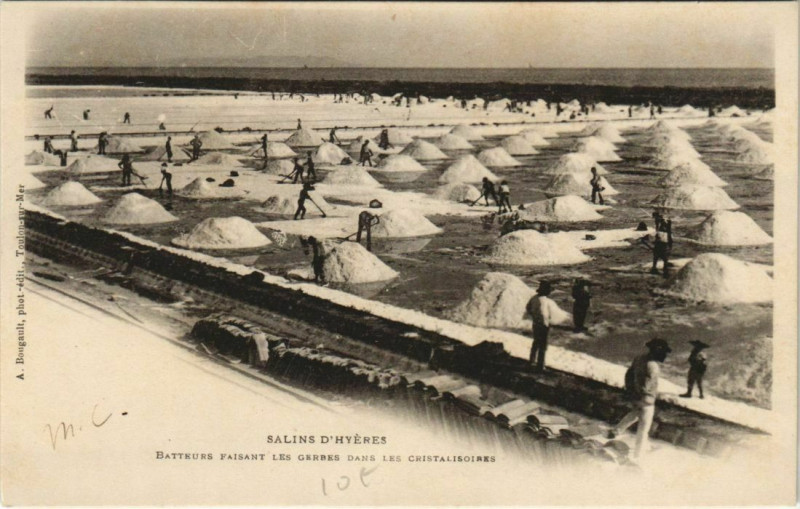 Carte postale ancienne Hyeres Batteurs faisant les Gerbes France à Hyères