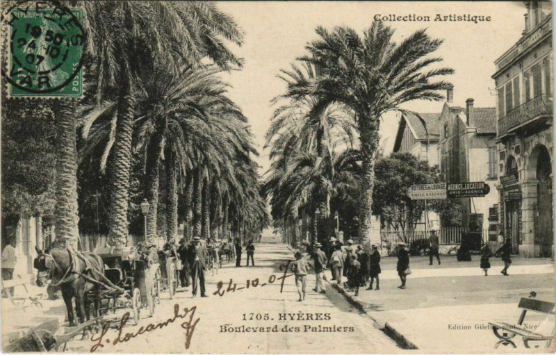 Carte postale ancienne Hyeres Boulevard des Palmiers France à Hyères