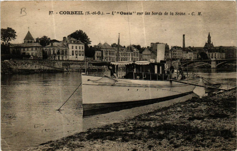 Carte postale ancienne Corbeil - L'Oasis sur les bords de la Seine