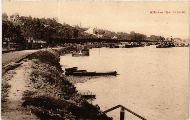 Carte postale ancienne Athis - Quai de Seine