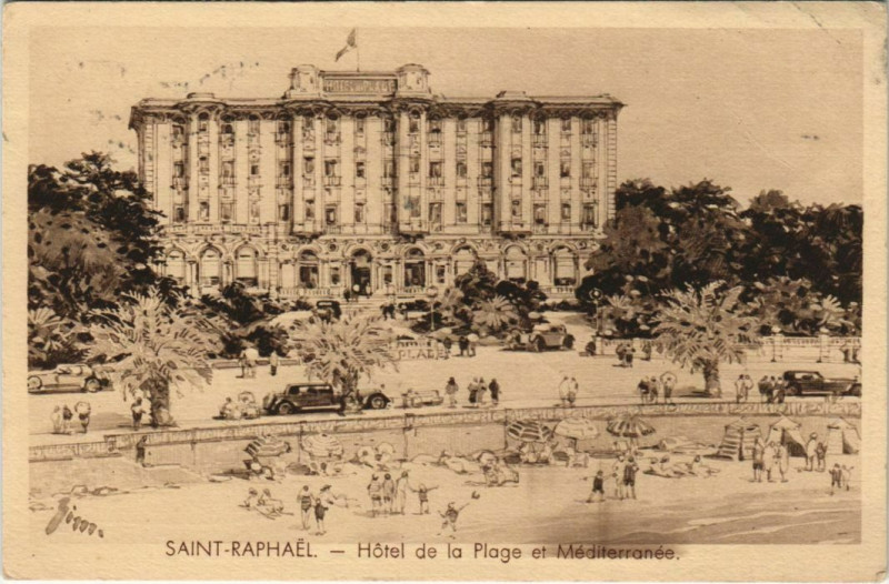 Carte postale ancienne Saint-Raphael Hotel de la Plage et Mediterranee France à Saint-Raphaël