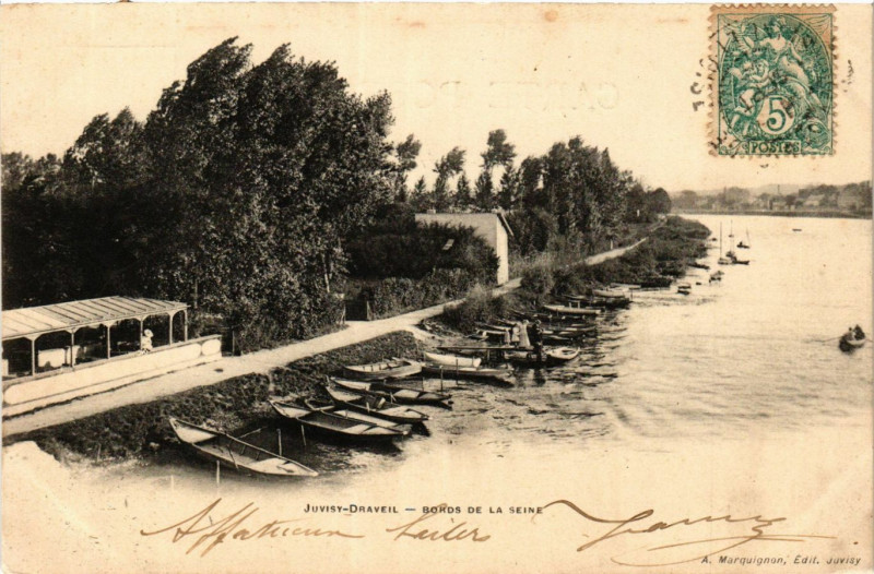 Carte postale ancienne Juvisy-Draveil - Bords de la Seine à Draveil