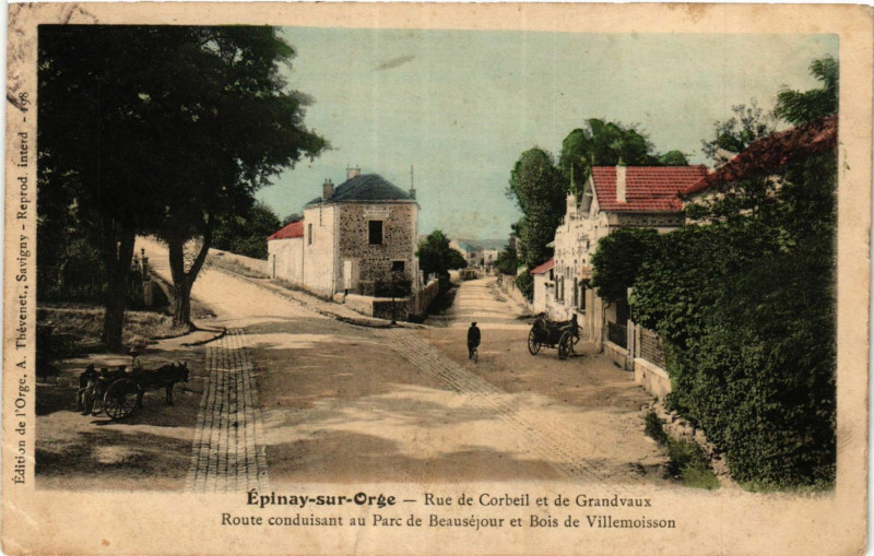 Carte postale ancienne Epinay-sur-Orge - Rue de Corbeil et de Grandvaux à Épinay-sur-Orge