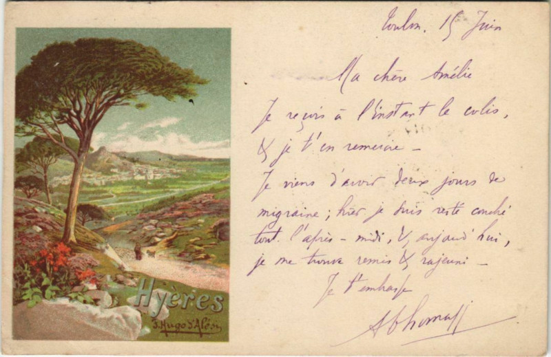 Carte postale ancienne Hyeres Souvenir France à Hyères