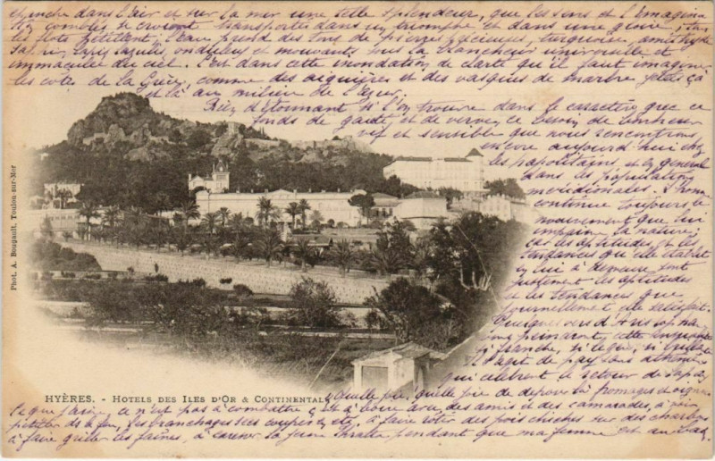 Carte postale ancienne Hyeres Hotels des Iles d'Or France à Hyères