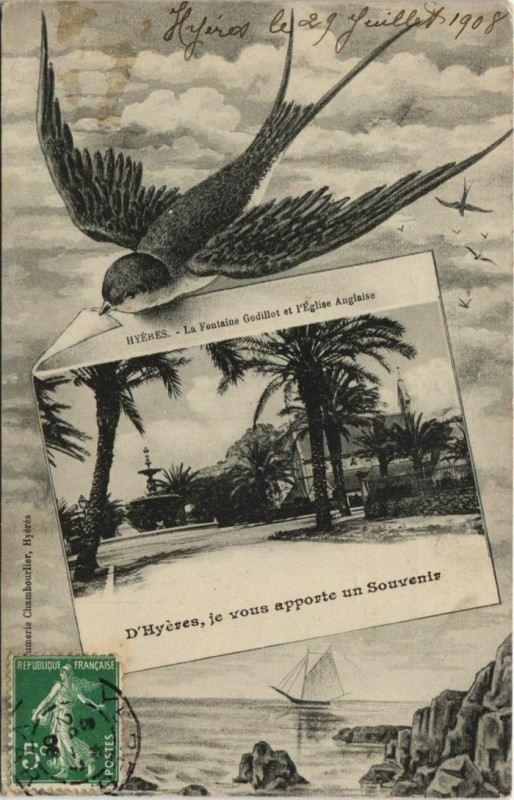 Carte postale ancienne Hyeres Souvenir France à Hyères