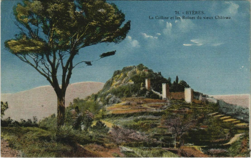 Carte postale ancienne Hyeres La Colline et les Ruines du Chateau France à Hyères