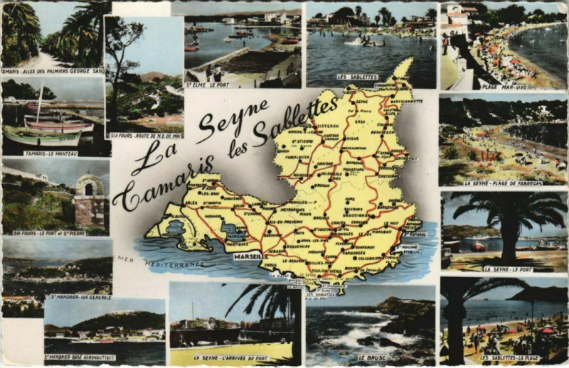 Carte postale ancienne Var - La Seyne - Camaris les Sablettes - Map - Town Scenes