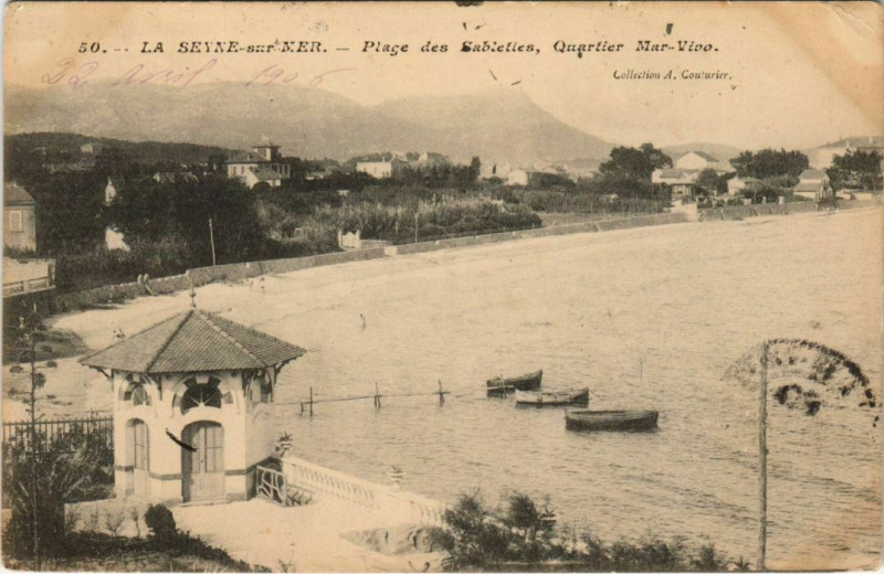Carte postale ancienne La Seyne-sur-Mer Plage des Sablettes - Quartier Mar-Vivo à La Seyne-sur-Mer