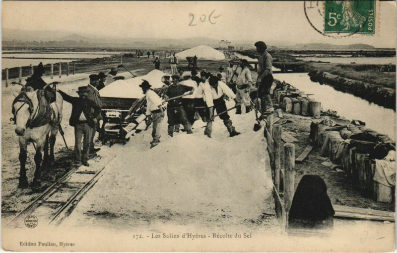 Carte postale ancienne Hyeres Les Salins d'Hyeres - Recolte du Sel à Hyères