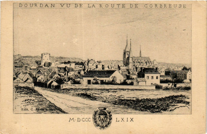 Carte postale ancienne Dourdan - Dourdan Vu De La Route De Corbreuse à Dourdan
