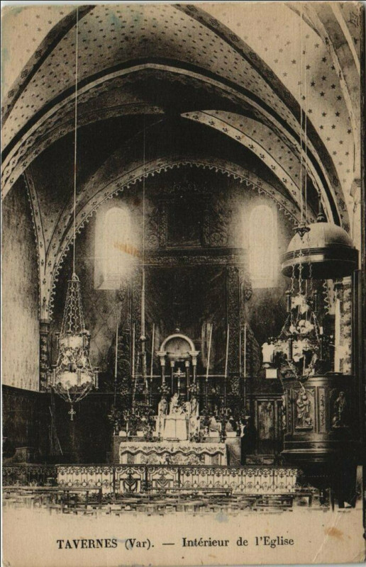 Carte postale ancienne Tavernes Interieur de l'Eglise à Tavernes