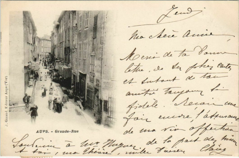 Carte postale ancienne Aups Grande-Rue à Aups