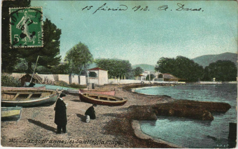 Carte postale ancienne Carqueiranne Les Salettes - La Plage à Carqueiranne