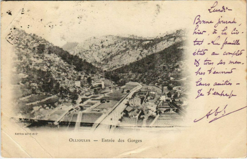 Carte postale ancienne Ollioules Entree des Gorges à Ollioules