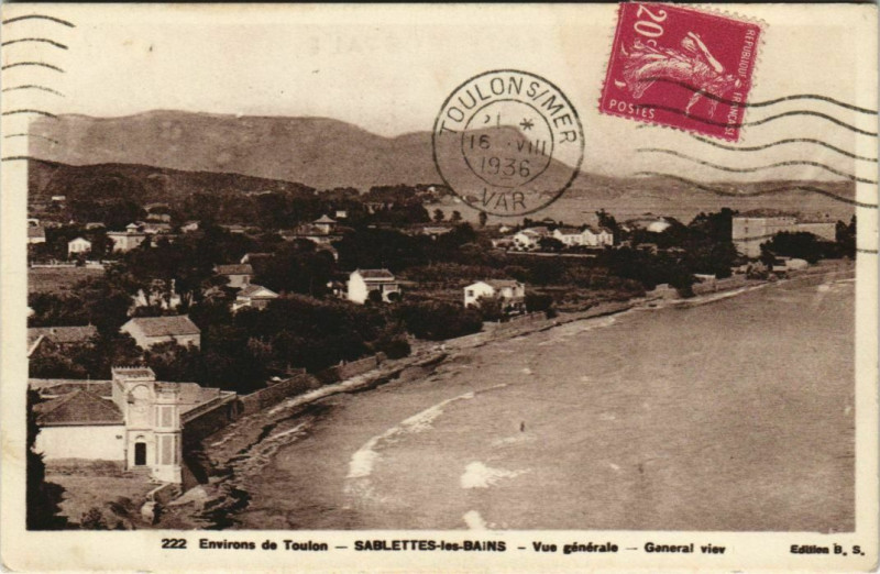 Carte postale ancienne Les Sablettes Vue Generale - Environs de Toulon à Toulon