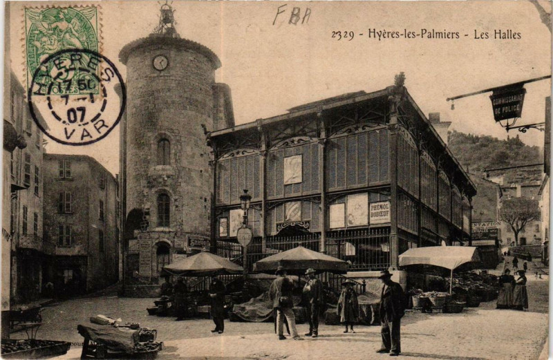 Carte postale ancienne Hyeres-les-Palmiers Les Halles à Hyères