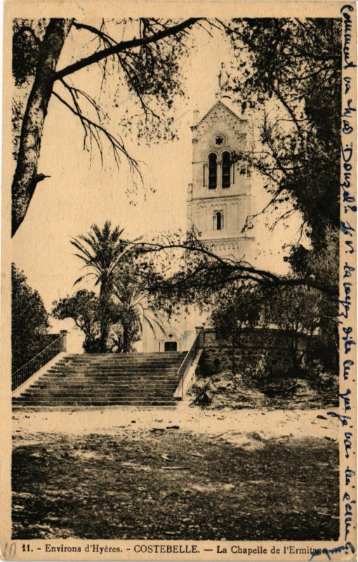 Carte postale ancienne Hyeres - Env. - Costebelle - La Chapelle de l'Ermitage à Hyères