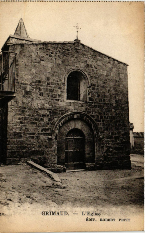 Carte postale ancienne Grimaud - Eglise à Grimaud