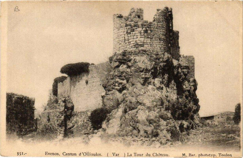 Carte postale ancienne Evenos, Canton d'Ollioules La Tour du Chateau à Ollioules