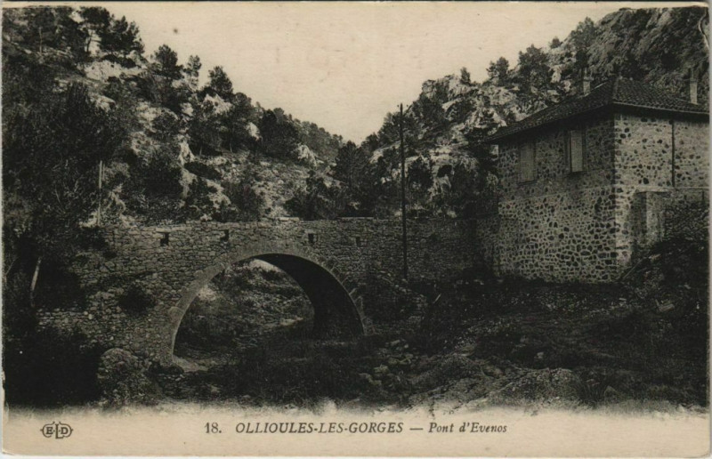 Carte postale ancienne Ollioules Pont d'Evenos à Ollioules