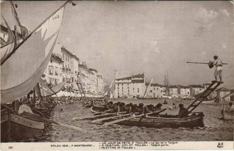 Carte postale ancienne Toulon Un Jour de Jetee a Toulon - Le Jeu de la Targue à Toulon