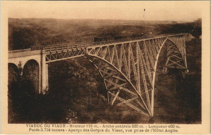 Carte postale ancienne Viaduc du Viaur - Vue prise de l'Hotel Angles