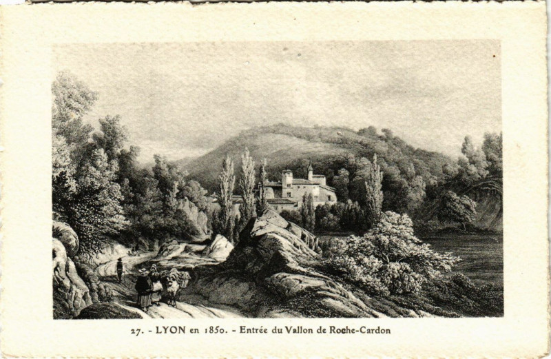 Carte postale ancienne Lyon - Lyon en 1850 - Entrée du Vallon de Roche-Cardon à Lyon