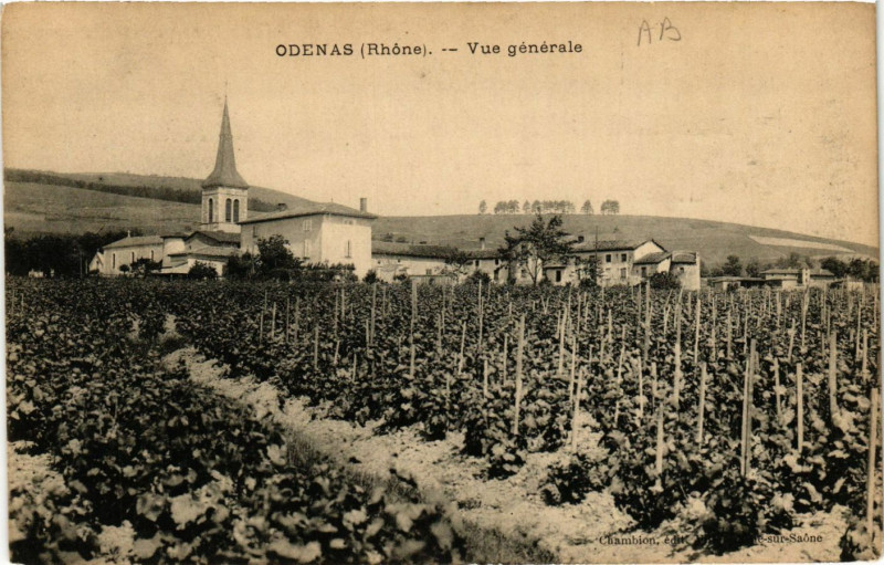 Carte postale ancienne Odenas - Vue générale à Odenas