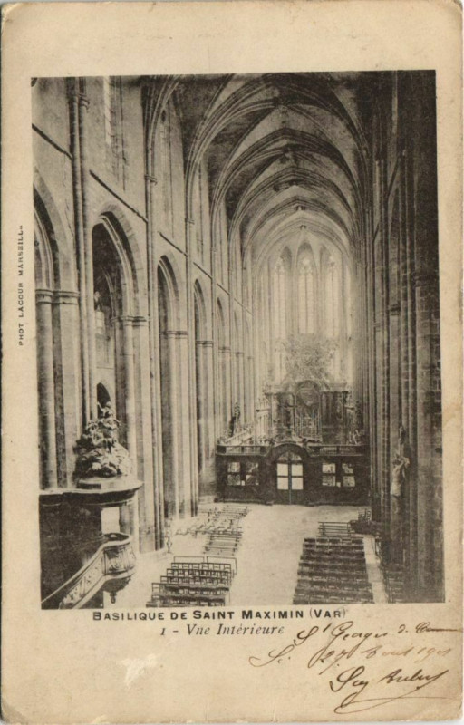 Carte postale ancienne Saint-Maximin-la-Sainte-Baume Basilique - Vue Interieure à Saint-Maximin-la-Sainte-Baume