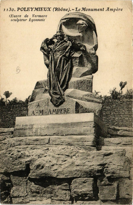 Carte postale ancienne Poleymieux - Le Monument Ampere