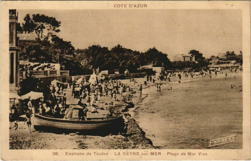 Carte postale ancienne La Seyne-sur-Mer Plage de Mar Vivo - Environs de Toulon à Toulon