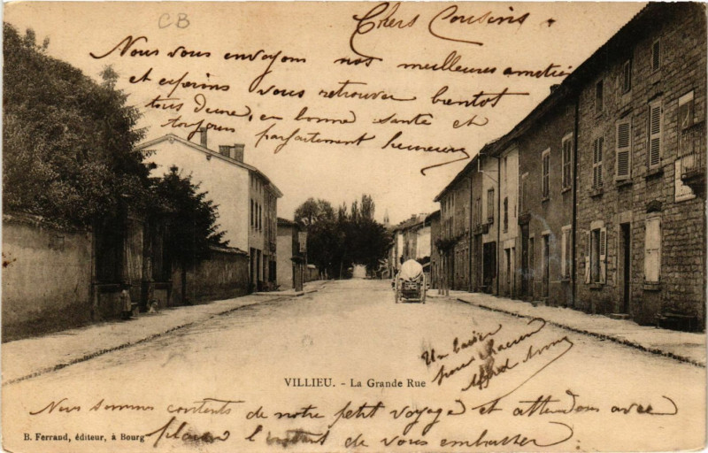 Carte postale ancienne Villieu - La Grande Rue