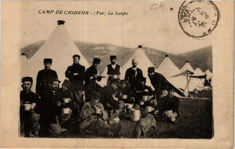 Carte postale ancienne Camp de Chibron La Soupe