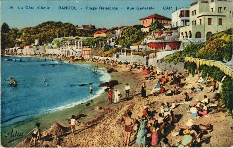 Carte postale ancienne Bandol Plage Renecros France à Bandol