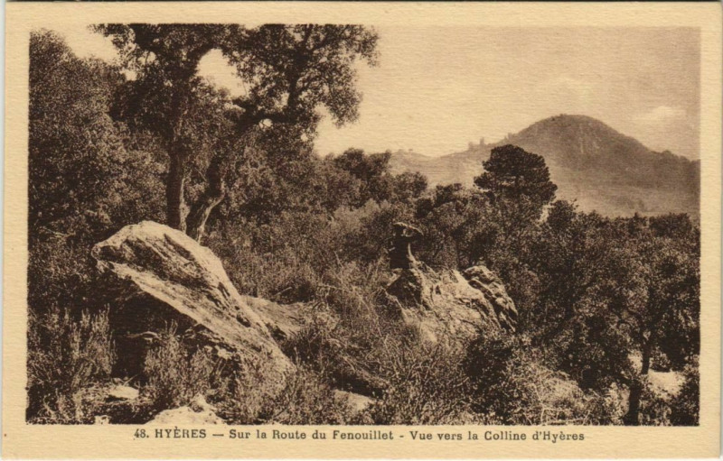 Carte postale ancienne Hyeres Sur la route du Fenouillet France à Hyères