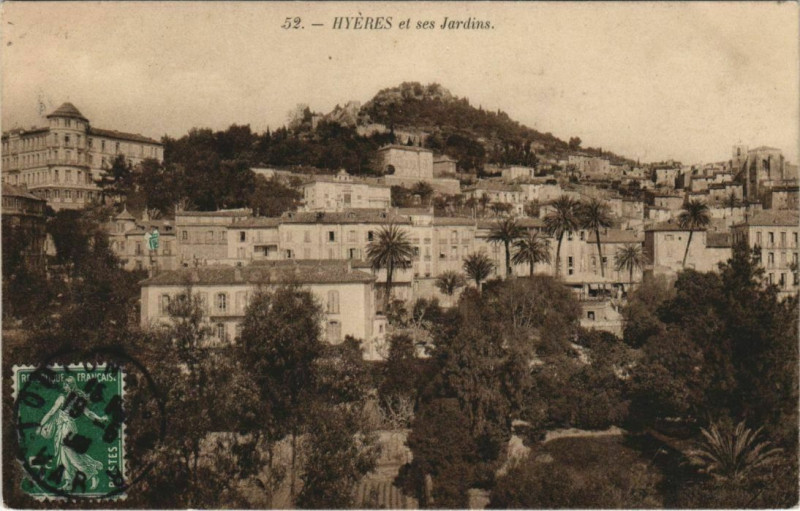 Carte postale ancienne Hyeres et ses Jardins France à Hyères