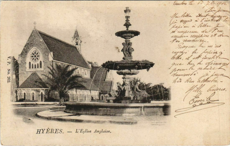 Carte postale ancienne Hyeres Eglise Anglaise France à Hyères