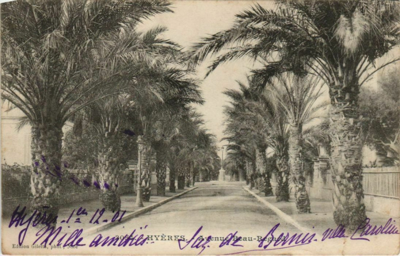 Carte postale ancienne Hyeres Avenue Beauregard France à Hyères