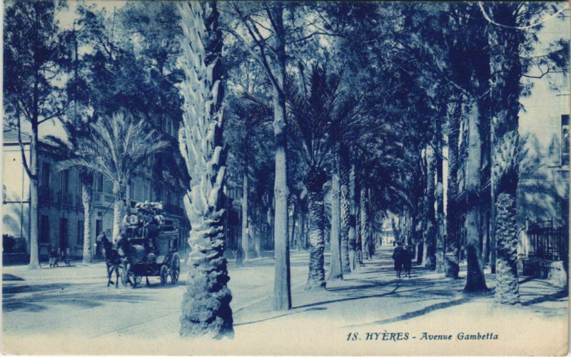 Carte postale ancienne Hyeres Avenue Gambetta France à Hyères