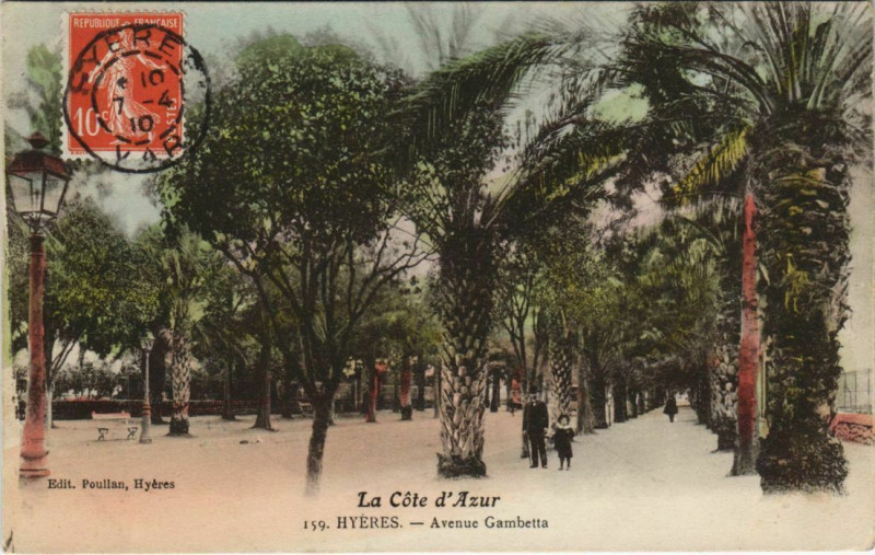 Carte postale ancienne Hyeres Avenue Gambetta France à Hyères