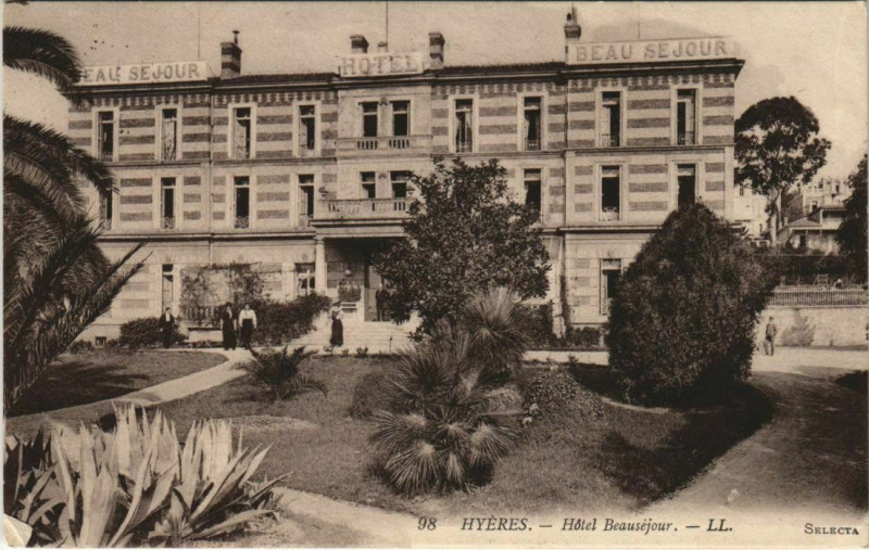 Carte postale ancienne Hyeres Hotel Beausejour France à Hyères