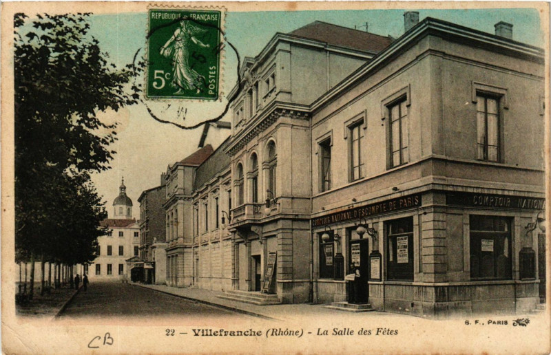 Carte postale ancienne Villefranche-sur-Saone - La Salle des Fetes à Villefranche-sur-Saône