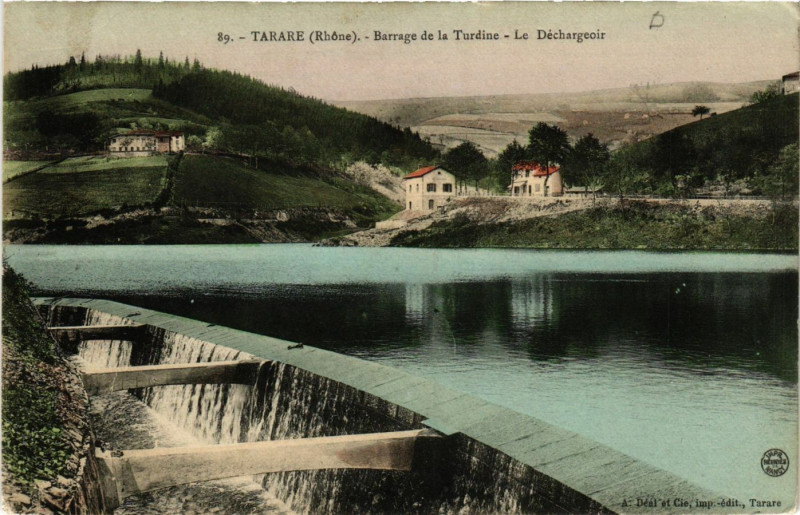 Carte postale ancienne Tarare - Barrage de la Turdine - Le Dechargeoir à Tarare