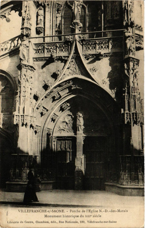 Carte postale ancienne Villefranche-sur-Saone - Porche de Eglise N.-D.-des-Marais à Villefranche-sur-Saône