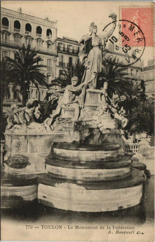 Carte postale ancienne Toulon Monument de la Federation France à Toulon