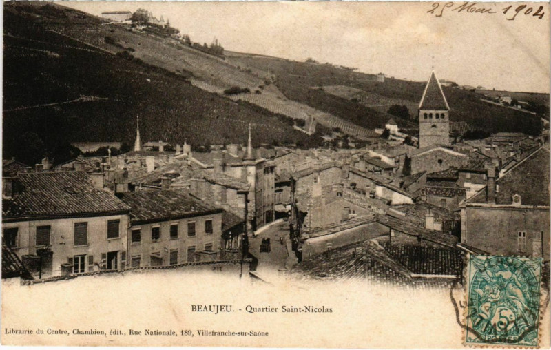 Carte postale ancienne Beaujeu - Quartier Saint-Nicolas à Beaujeu