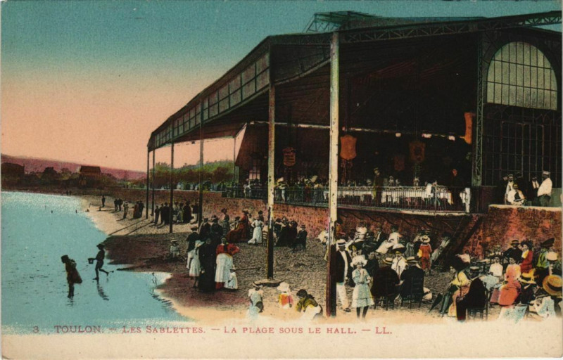 Carte postale ancienne Toulon Les Sablettes ,Plage sous le Hall France à Toulon