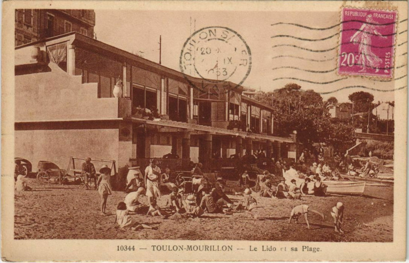 Carte postale ancienne Toulon Mourillon ,Le Lido et sa Plage France à Toulon
